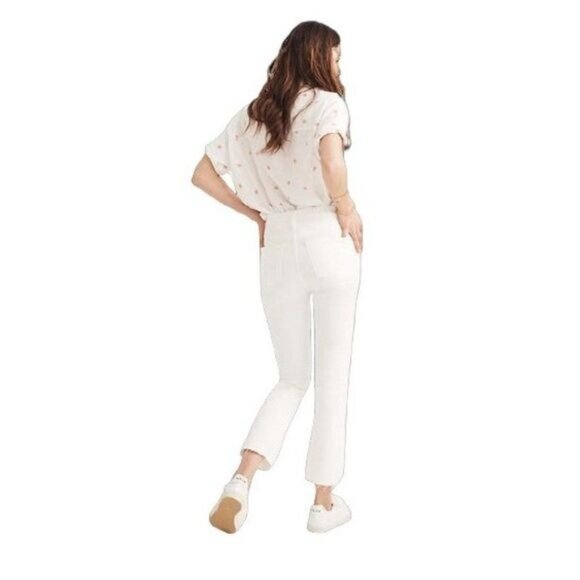 Madewell Cali Demi-Boot Cropped Jeans‎ in Pure White Raw-Hem Edition Capri pants - Picture 5 of 9